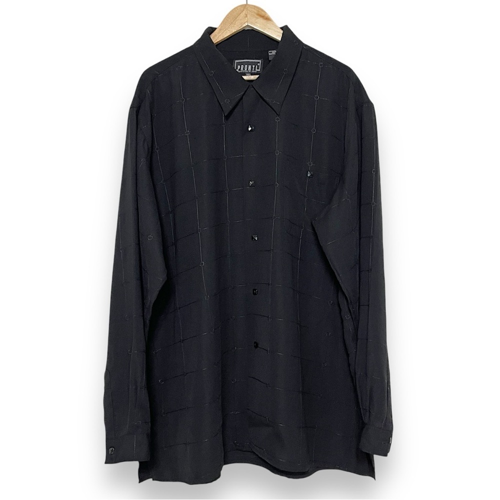 Pronti Collection By Phita Long Sleeve Casual Dress Shirt Black Men’s 3XL